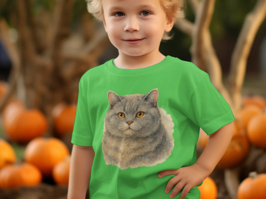 Adorable Cat Print Green Kids Shirt product