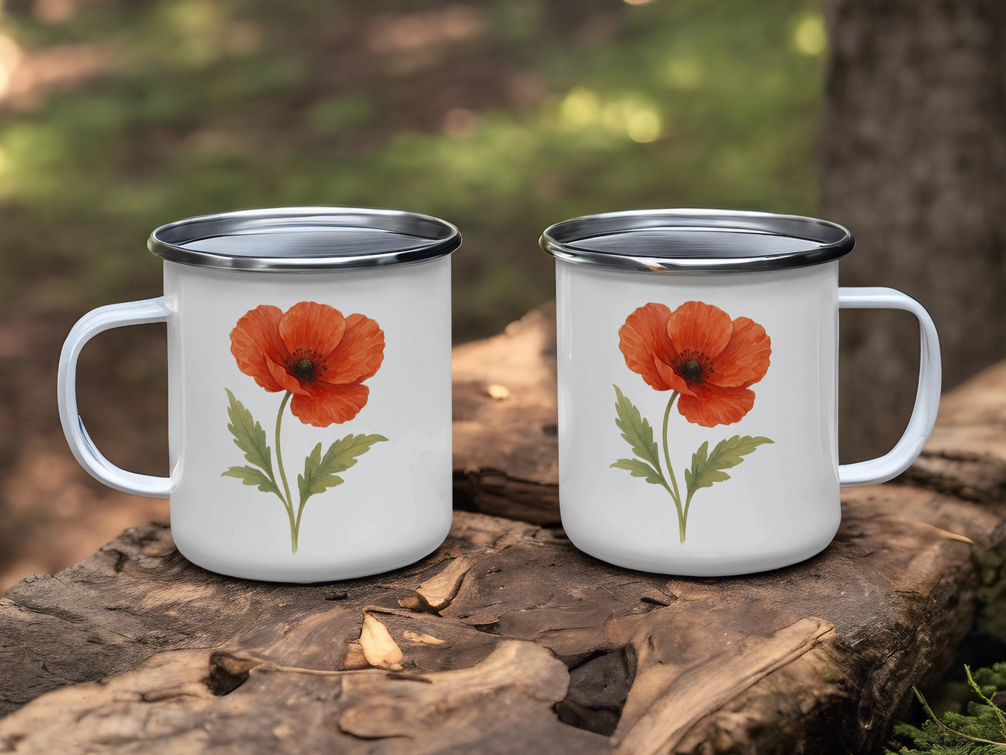 Beautiful Red Poppy Flower Metal Camping Mug product