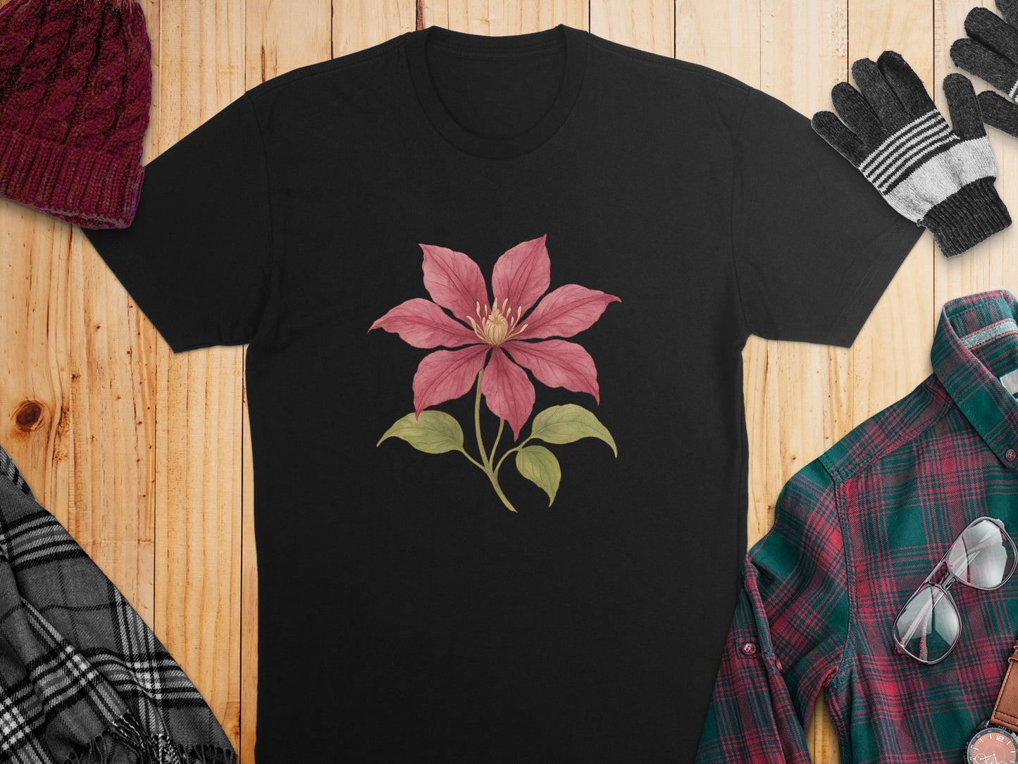 Beautiful Pink Flower Pattern Custom Graphic T-shirt product