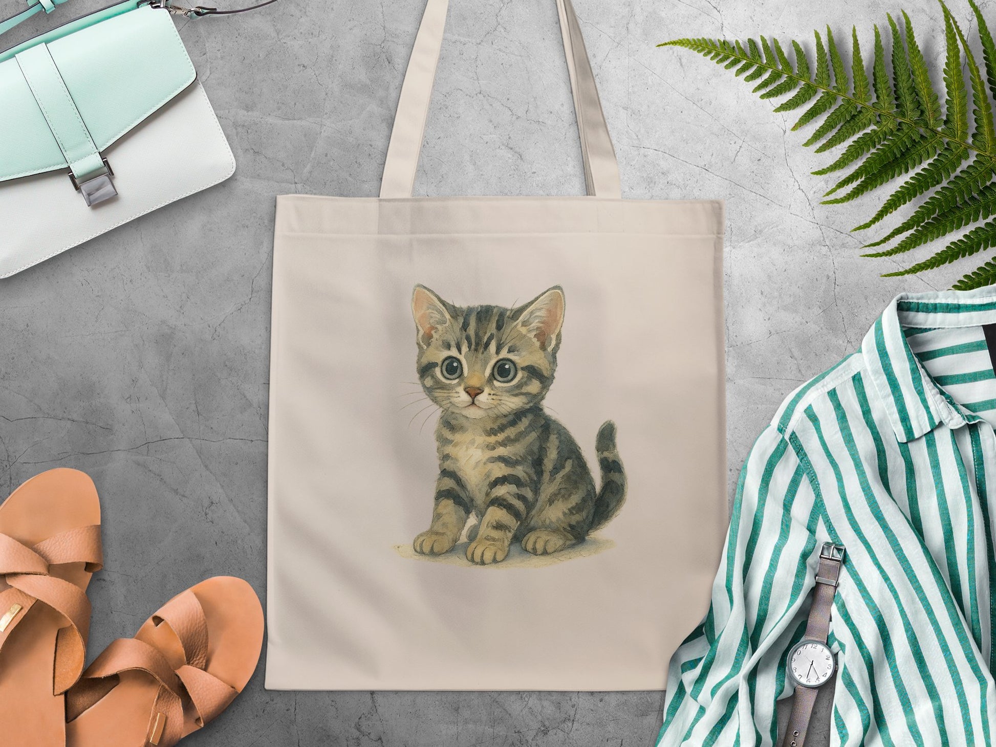 Cute Adorable Kitten Printed Design Tote Bag product type