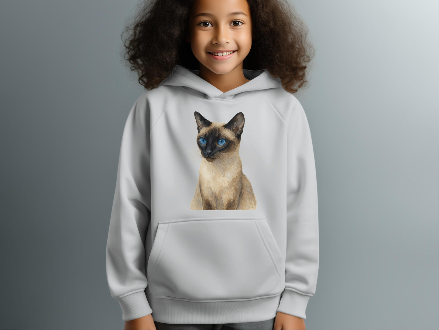 Adorable Siamese Cat Hoodie for Kids Clothing Product