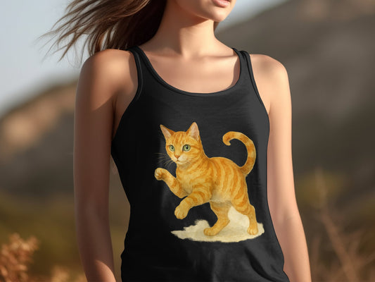 Playful Orange Cat Cute Design Women's Tank Top product type