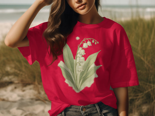 Elegant Lily of the Valley Design Red Graphic Tee product