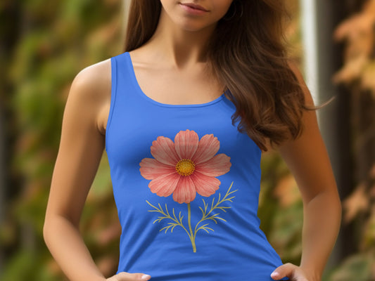 Blue Tank Top with Pink Flower Design product type