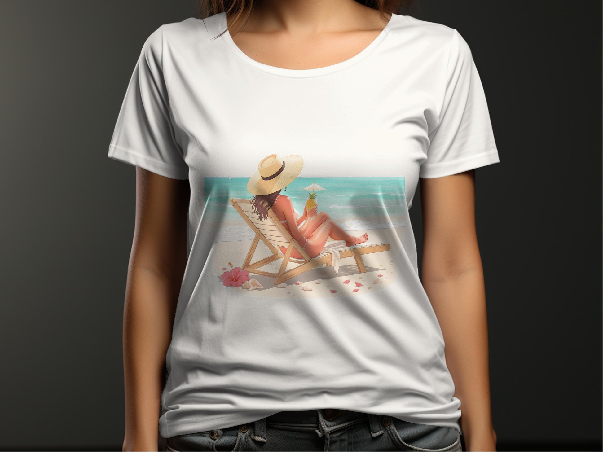 Relaxing Beach Scene with Woman T-shirt product
