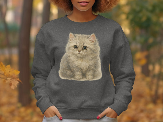 Adorable Fluffy Kitten Graphic Print Sweatshirt product