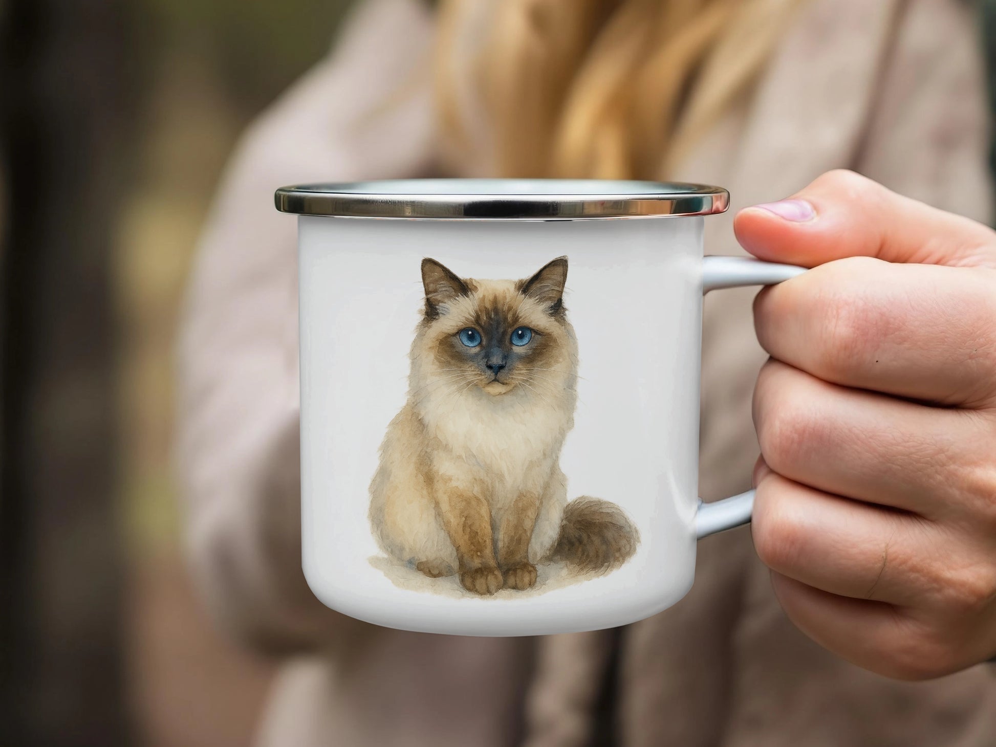 Blue Eyed Cat Print White Mug Perfect Gift Mug product