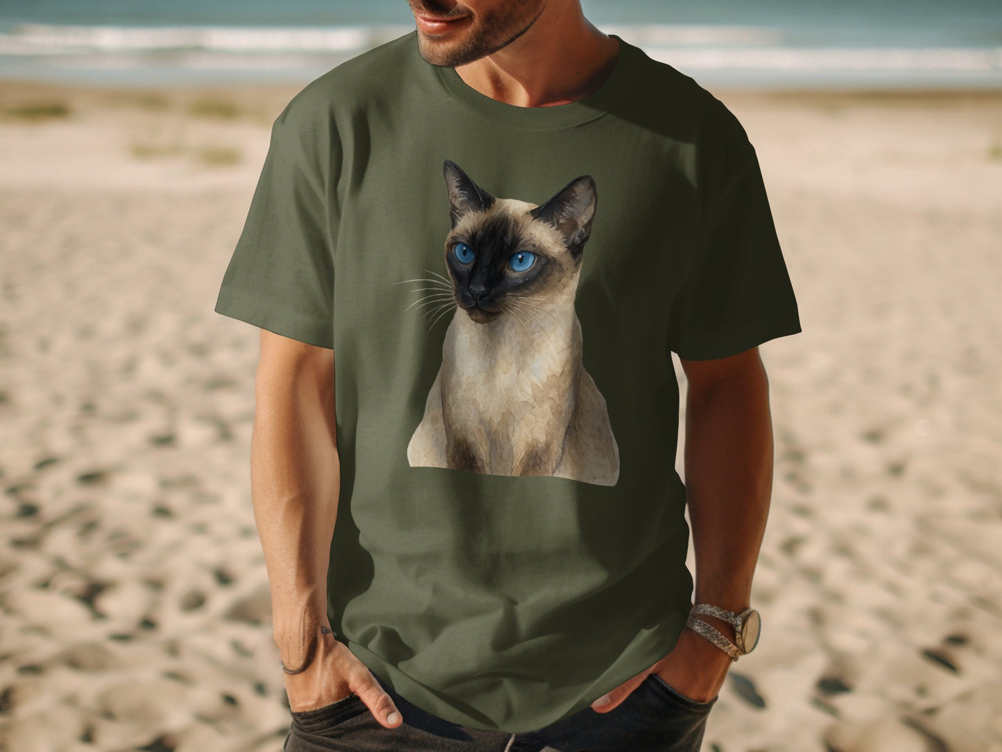 Cat Lovers Shirt with Large Siamese Cat Print product type