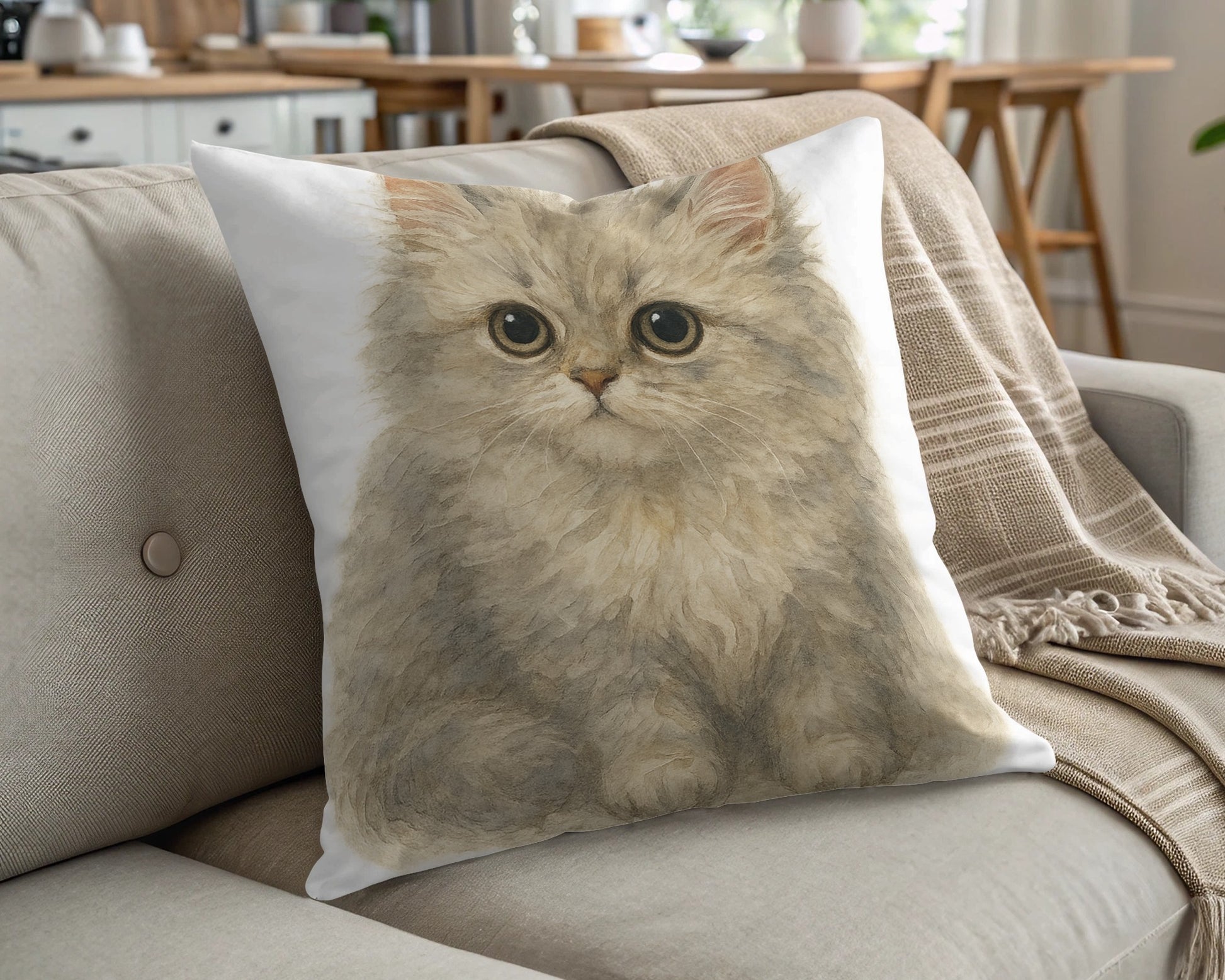 Adorable Furry Cat Design Throw Pillow Home Decor product type