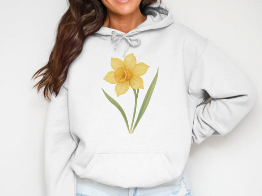 Daffodil Print Hoodie with Cozy Design Appeal product