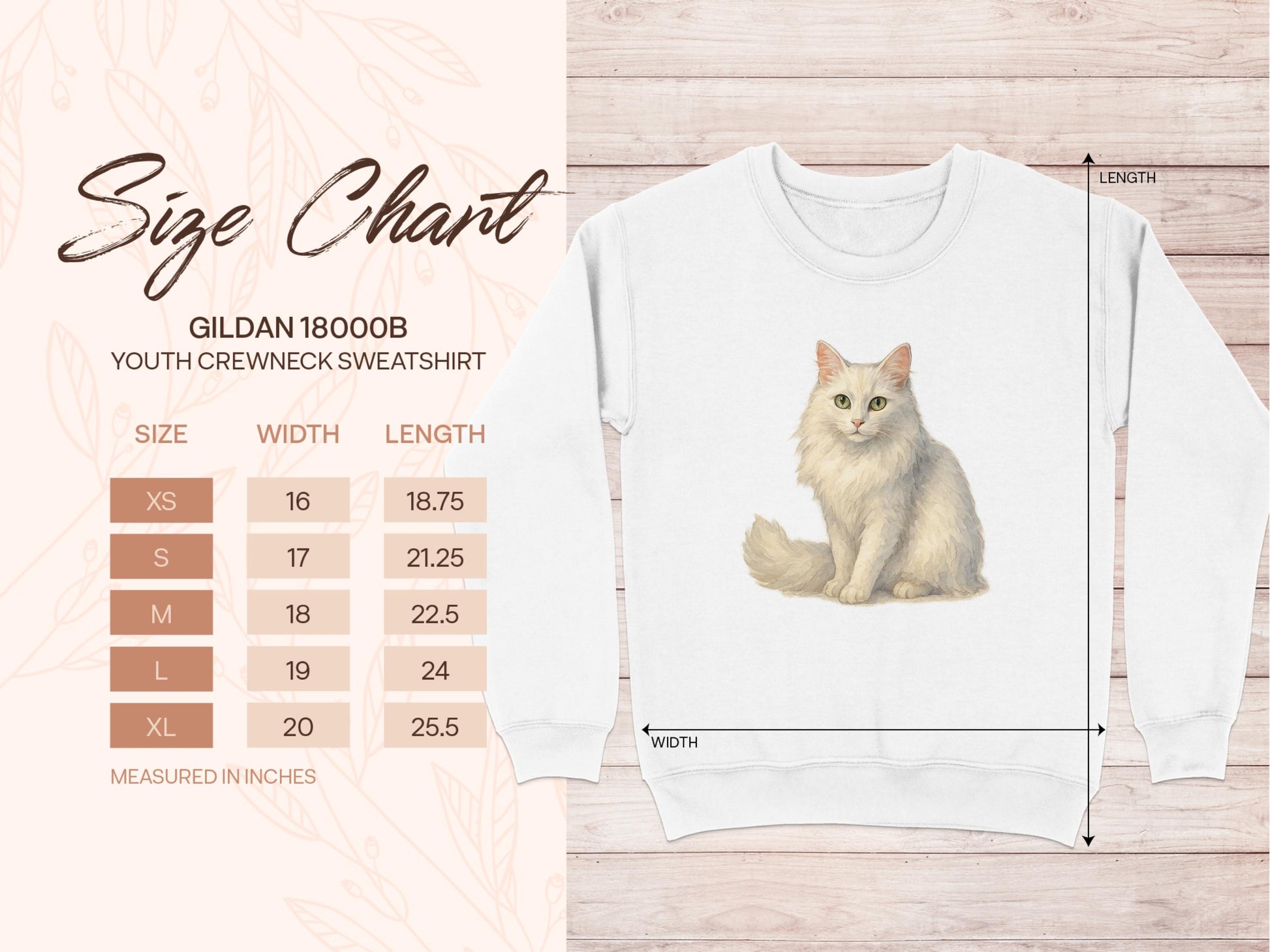 White Cat Design on Youth Crewneck Sweatshirt product