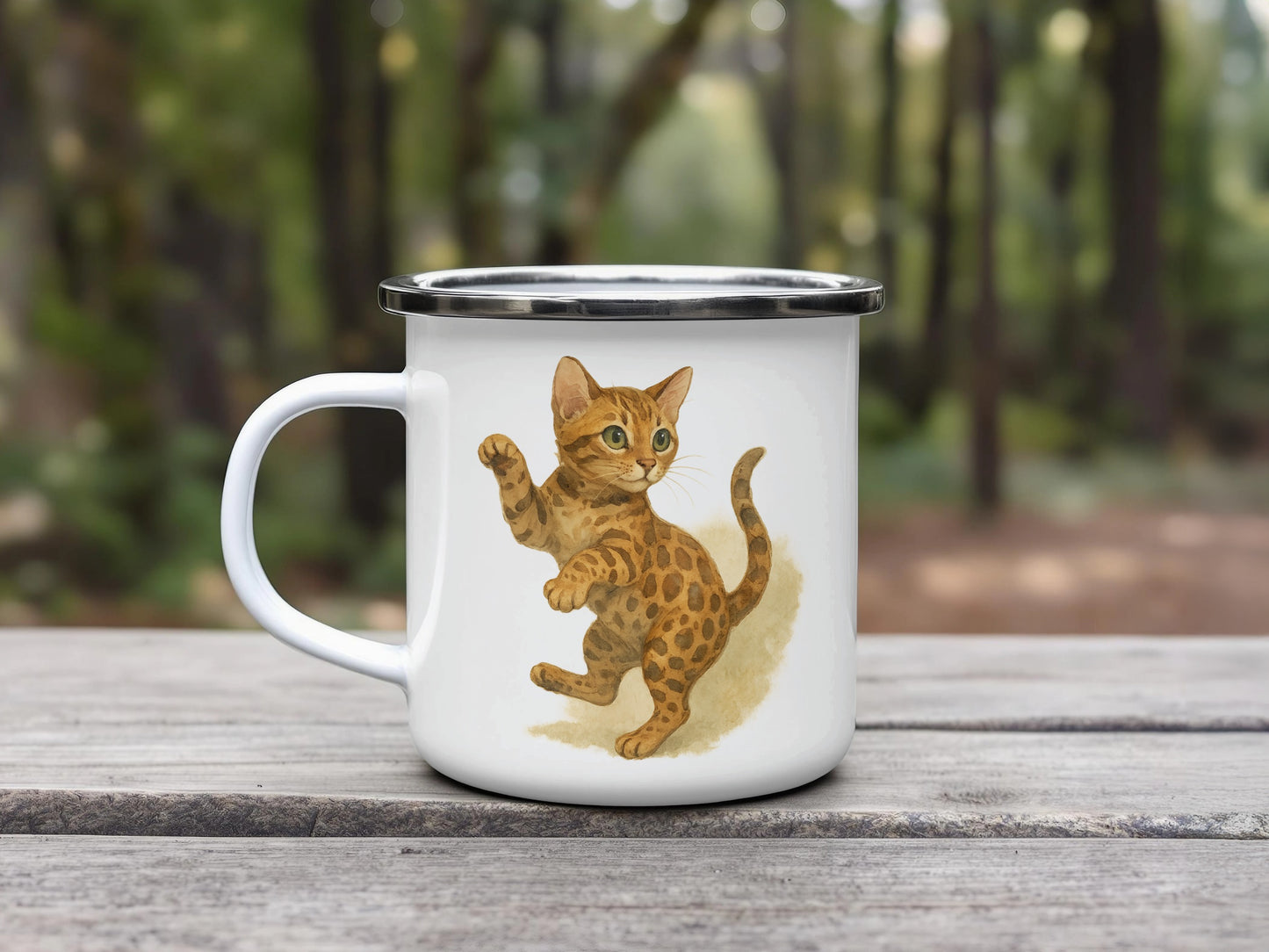 Playful Kitten Design White Enamel Mug product