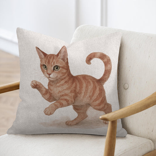 Adorable Ginger Cat Print Decorative Cushion Cover product