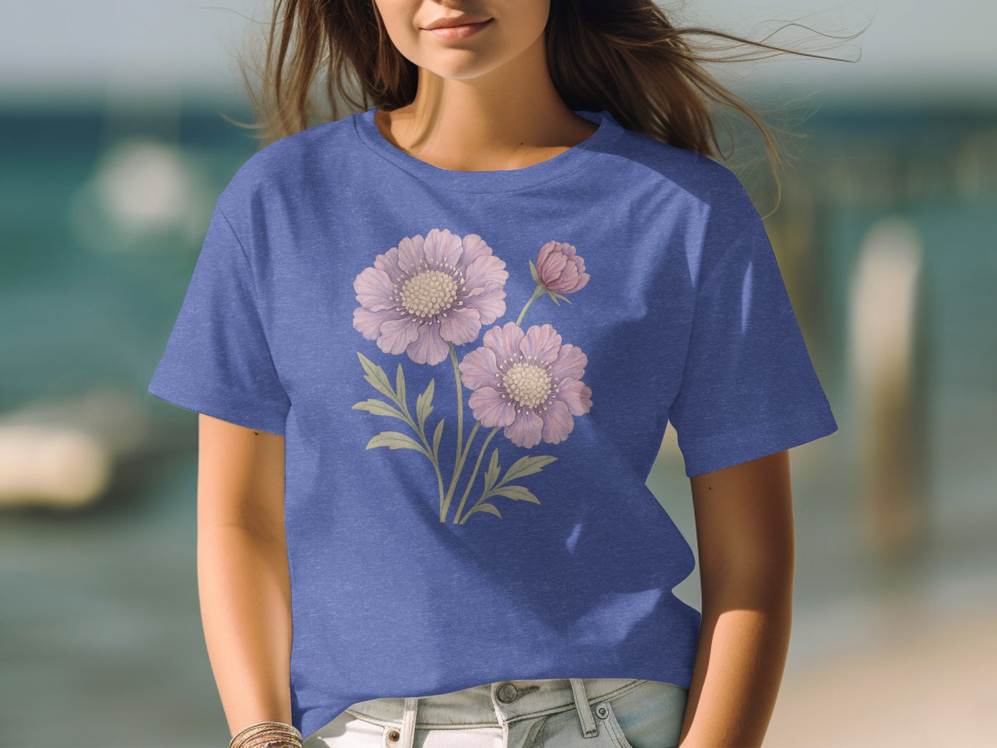 Purple Floral Graphic Tee Women's Clothing Product