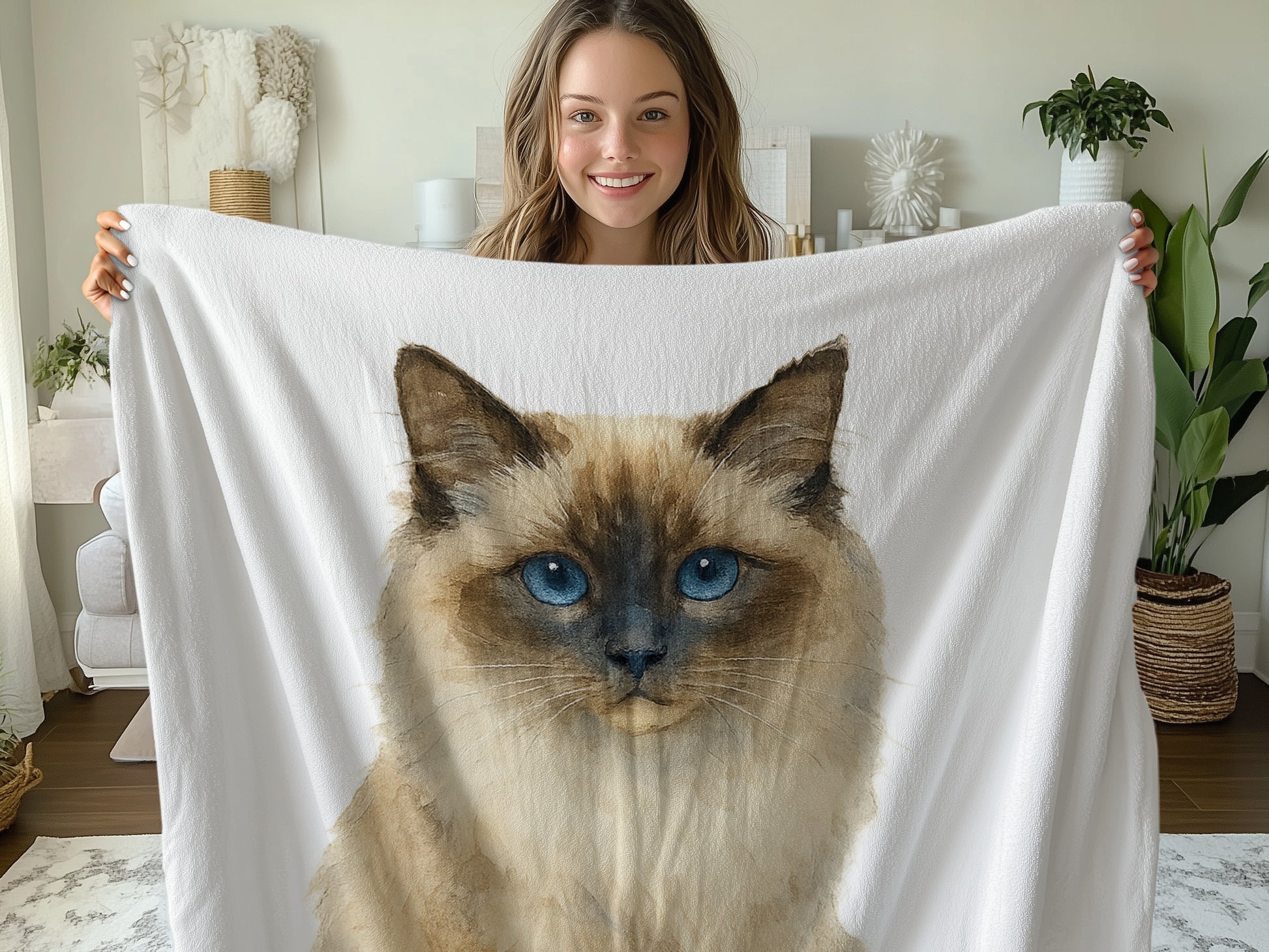Cozy Blanket Featuring Realistic Cat Print product type