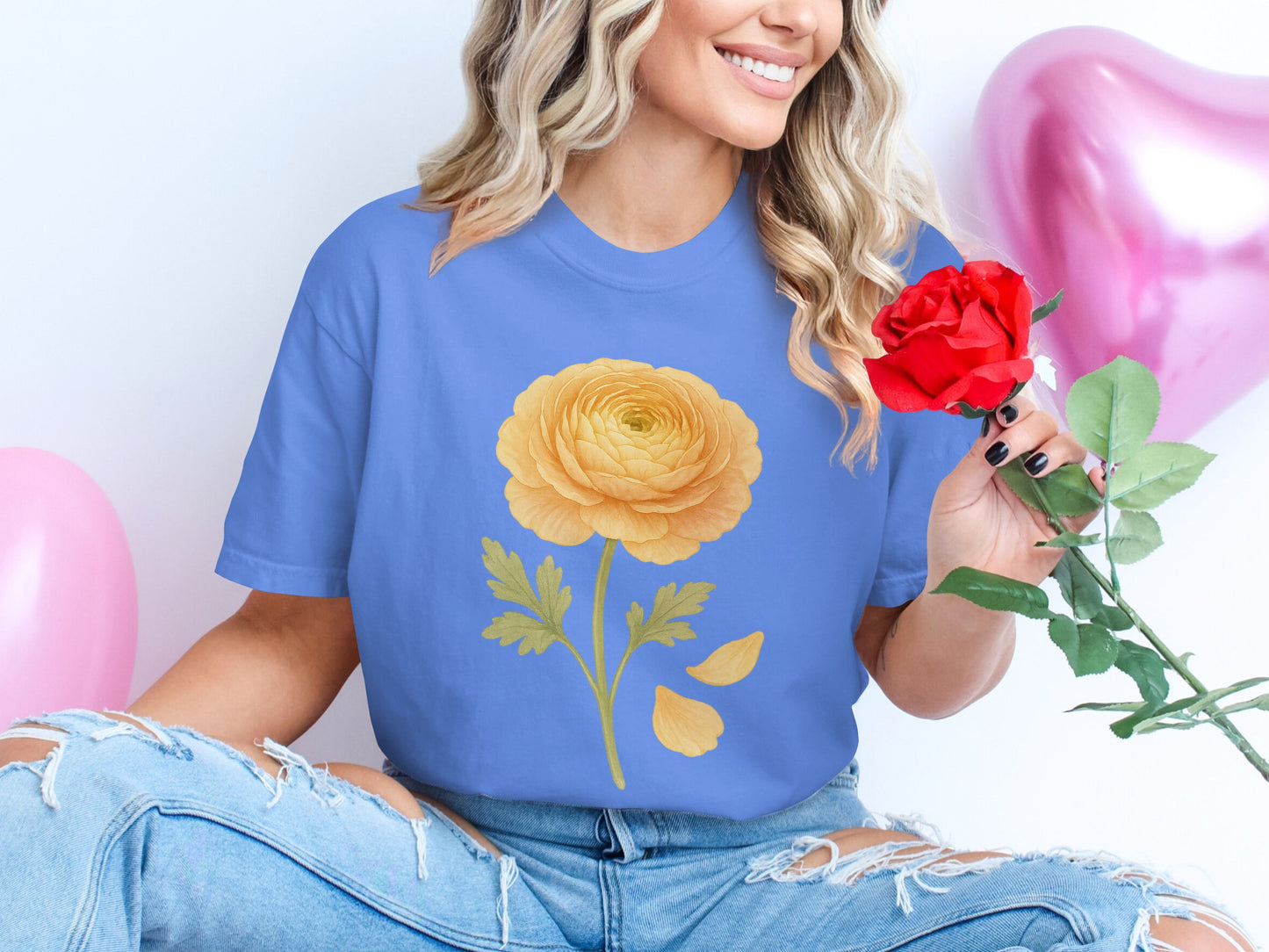 Floral Graphic Tee with Yellow Flower Design product