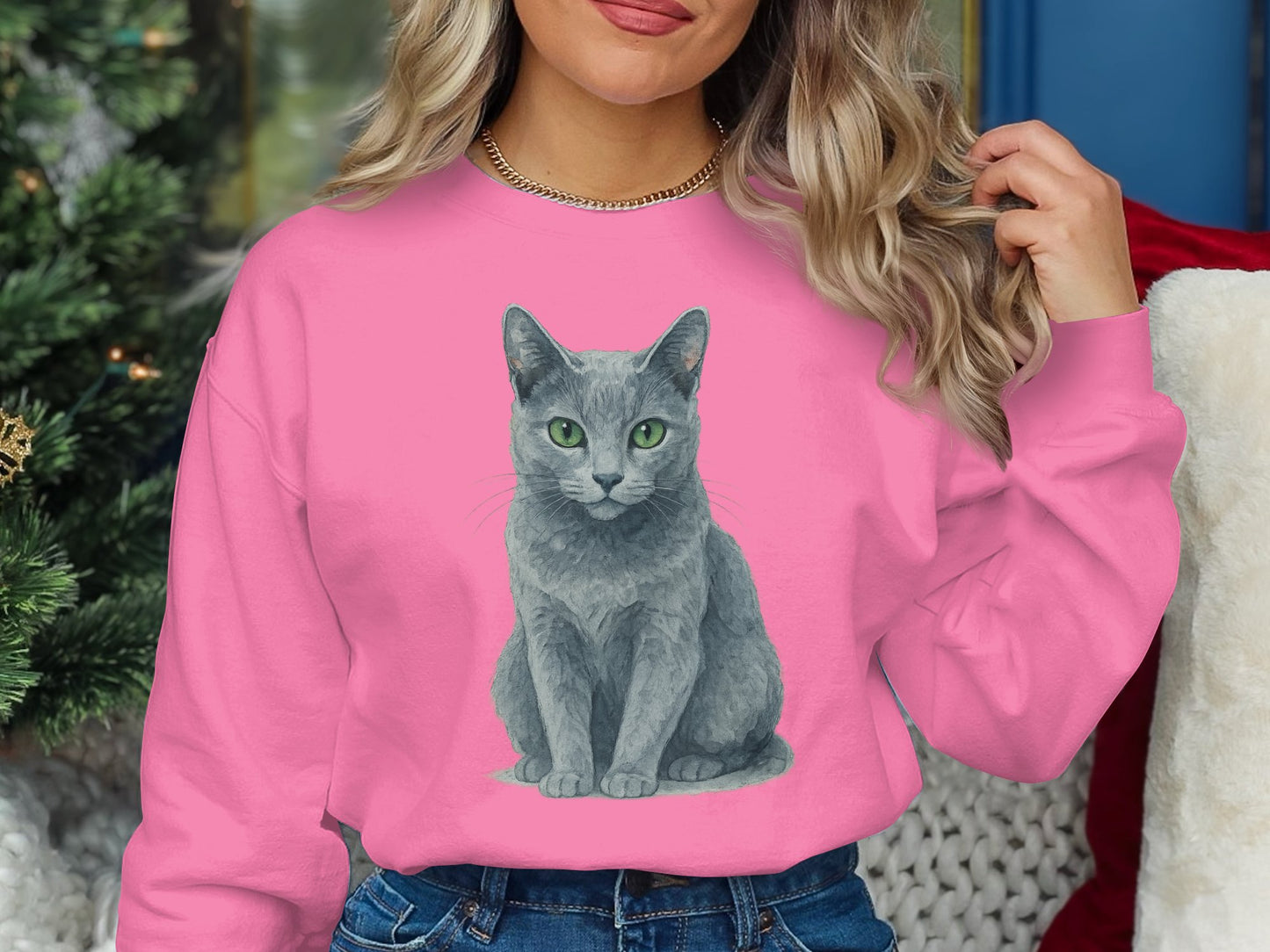 Cozy Sweatshirt with Cute Cat Print product type