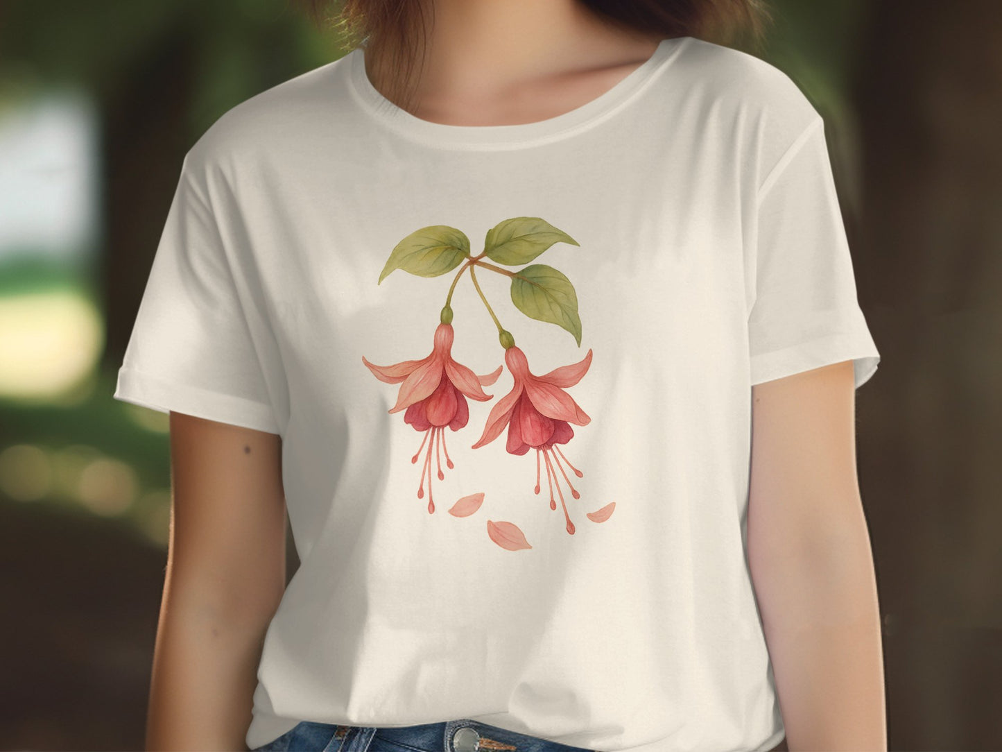 Beautiful Floral Design on White T-shirt product type