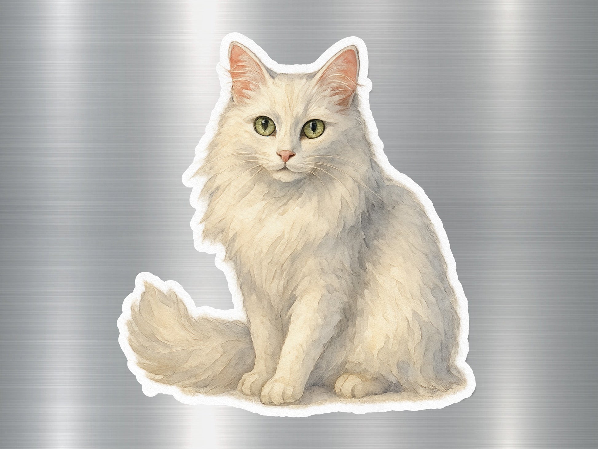 Realistic White Cat Art Sticker for Fans Product