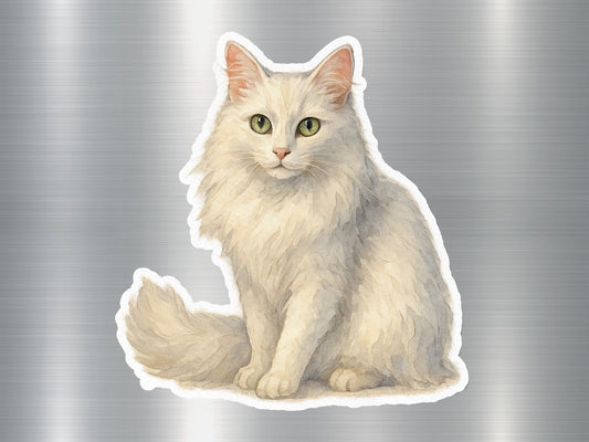 Realistic White Cat Art Sticker for Fans Product