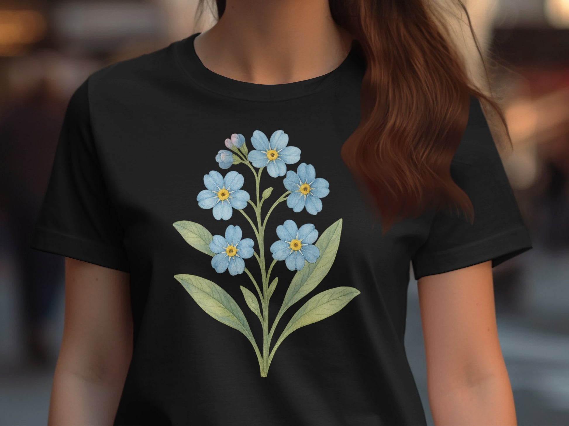 Beautiful Floral Design Black Graphic T-shirt product