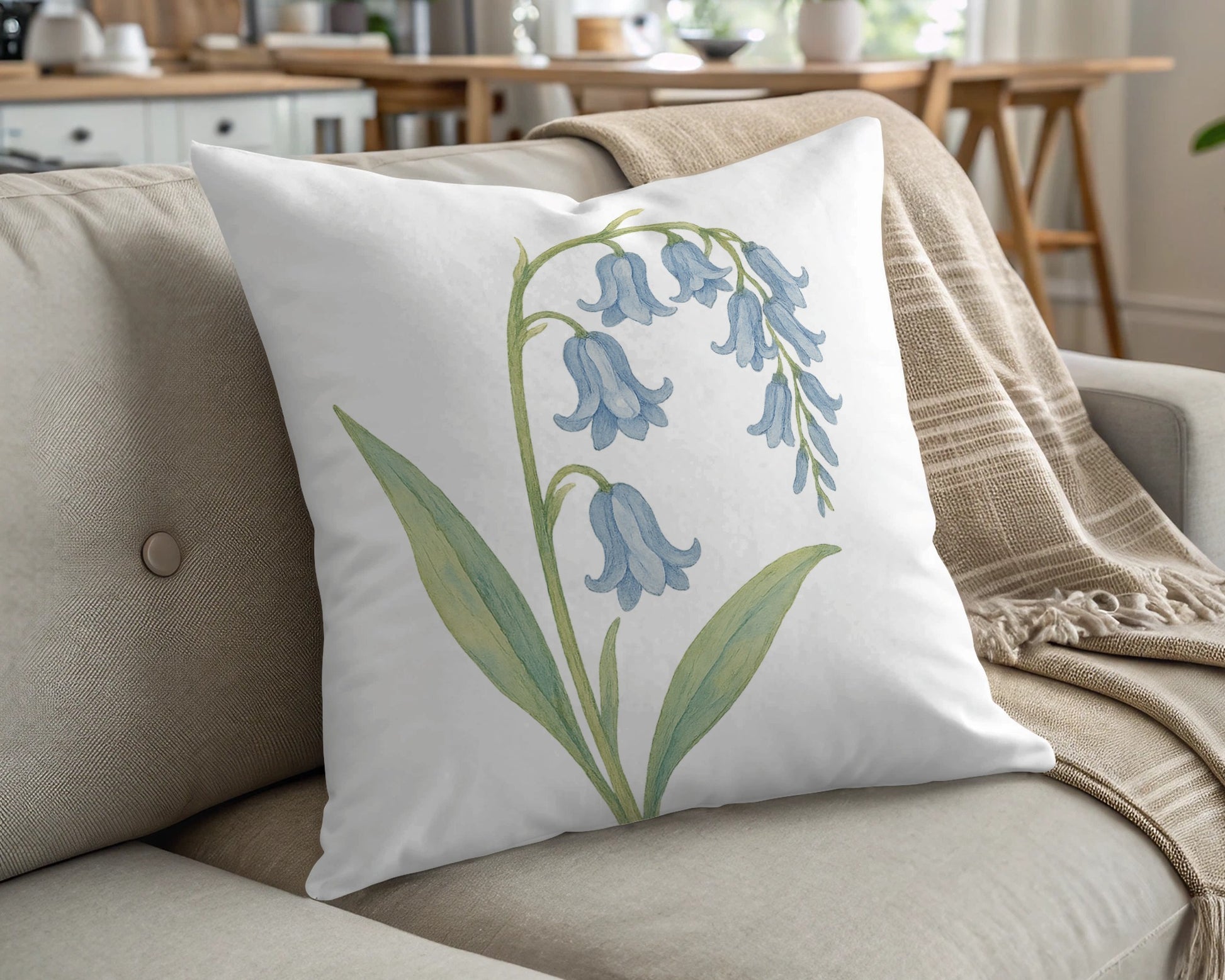 Beautiful Bluebell Floral Print Throw Pillow product