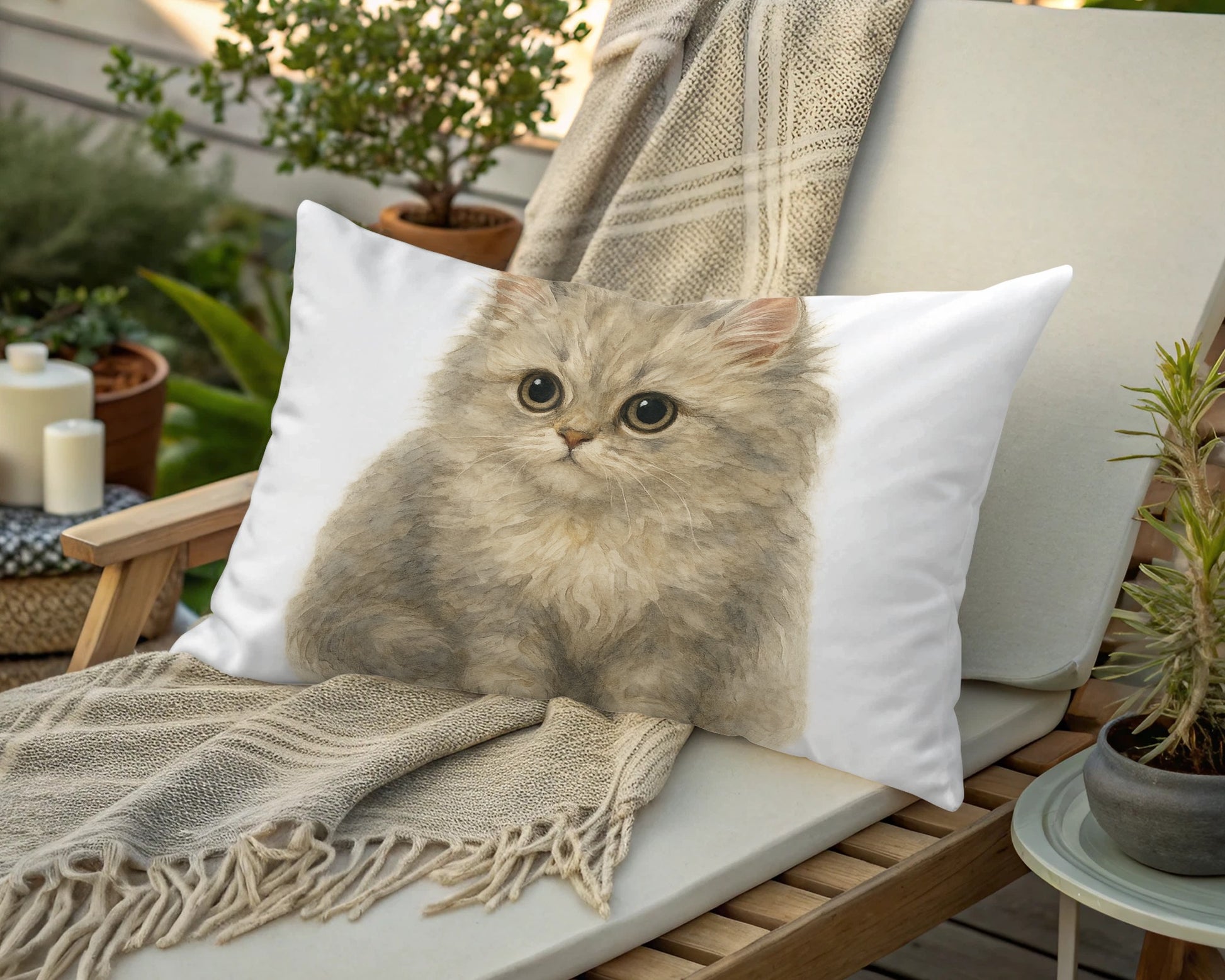 Cute Fluffy Kitten Print on Soft Cushion product