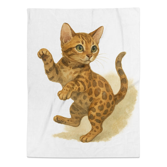 Adorable Spotted Kitten Illustration Throw Blanket product type