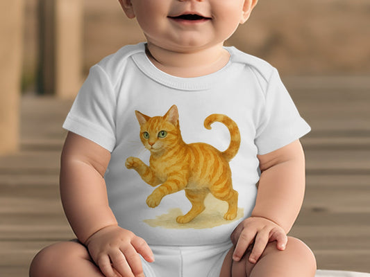 Adorable Baby Onesie with Cute Orange Cat Design product