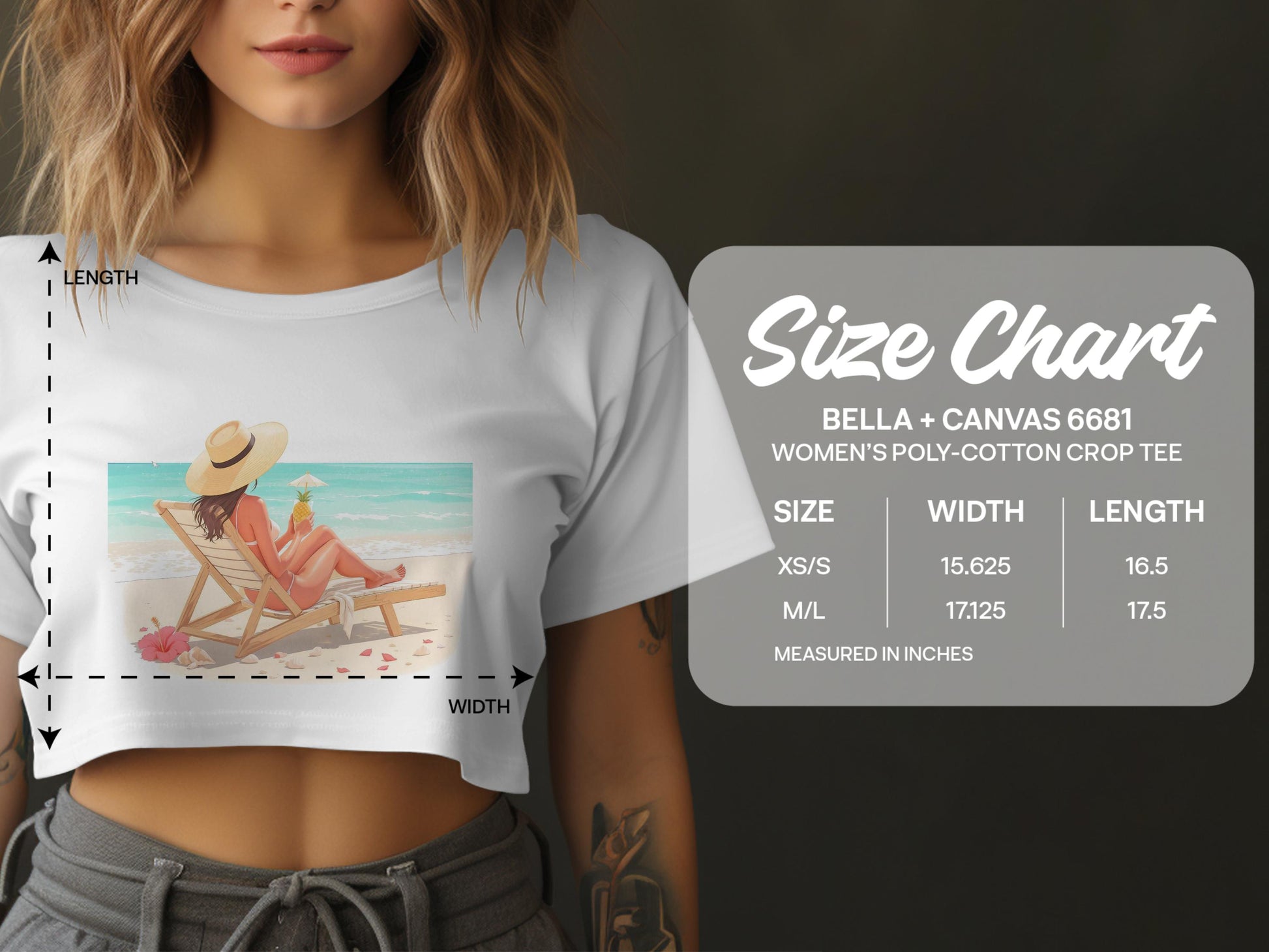 Relaxing Beach Scene Print Women's Crop Tee Product