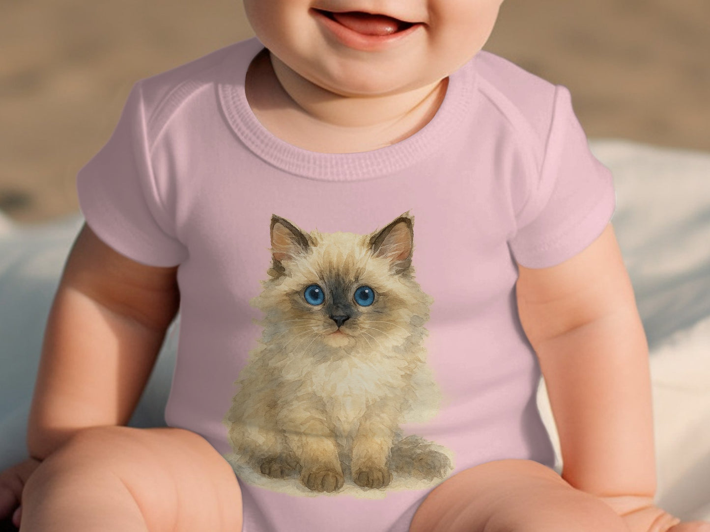 Adorable Fluffy Cat Design Infant Bodysuit Baby product