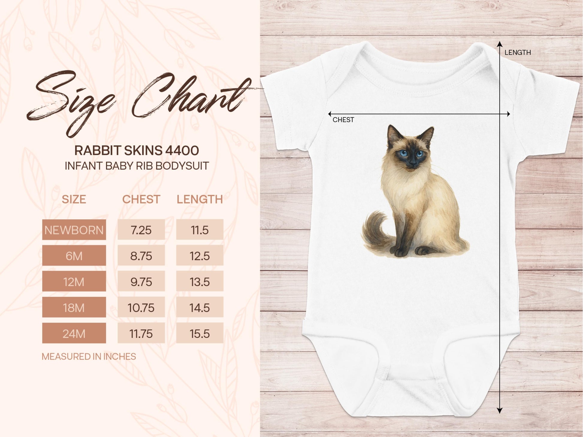 Adorable Baby Bodysuit with Siamese Cat Design product type