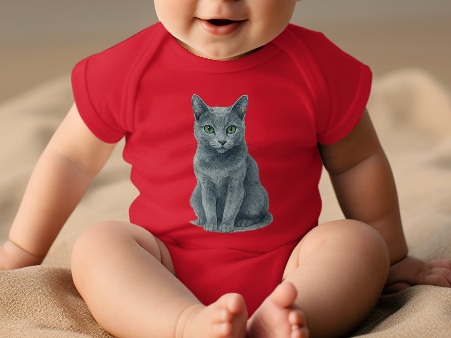 Adorable Baby Bodysuit Featuring Gray Cat Print product