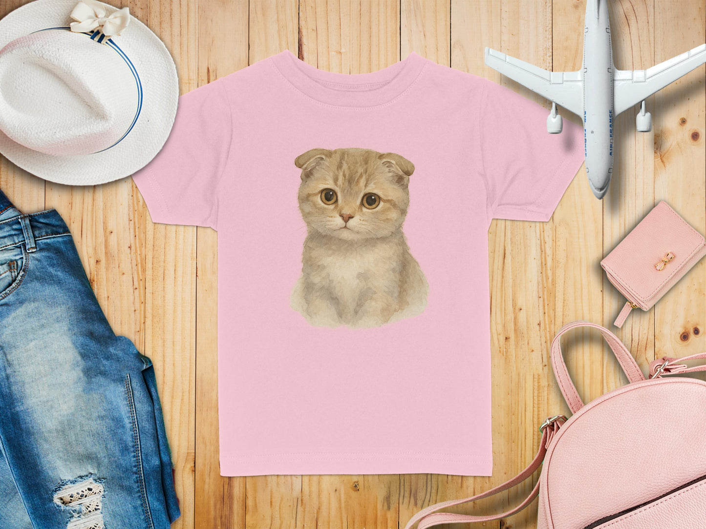 Cute Scottish Fold Kitten Pink Graphic T-Shirt product