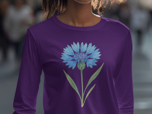Stylish Purple Long Sleeve Shirt with Floral Design product