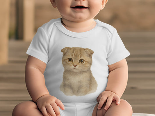 Adorable Scottish Fold Kitten Baby Bodysuit product