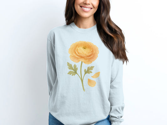 Yellow Flower Print Long Sleeve Apparel product
