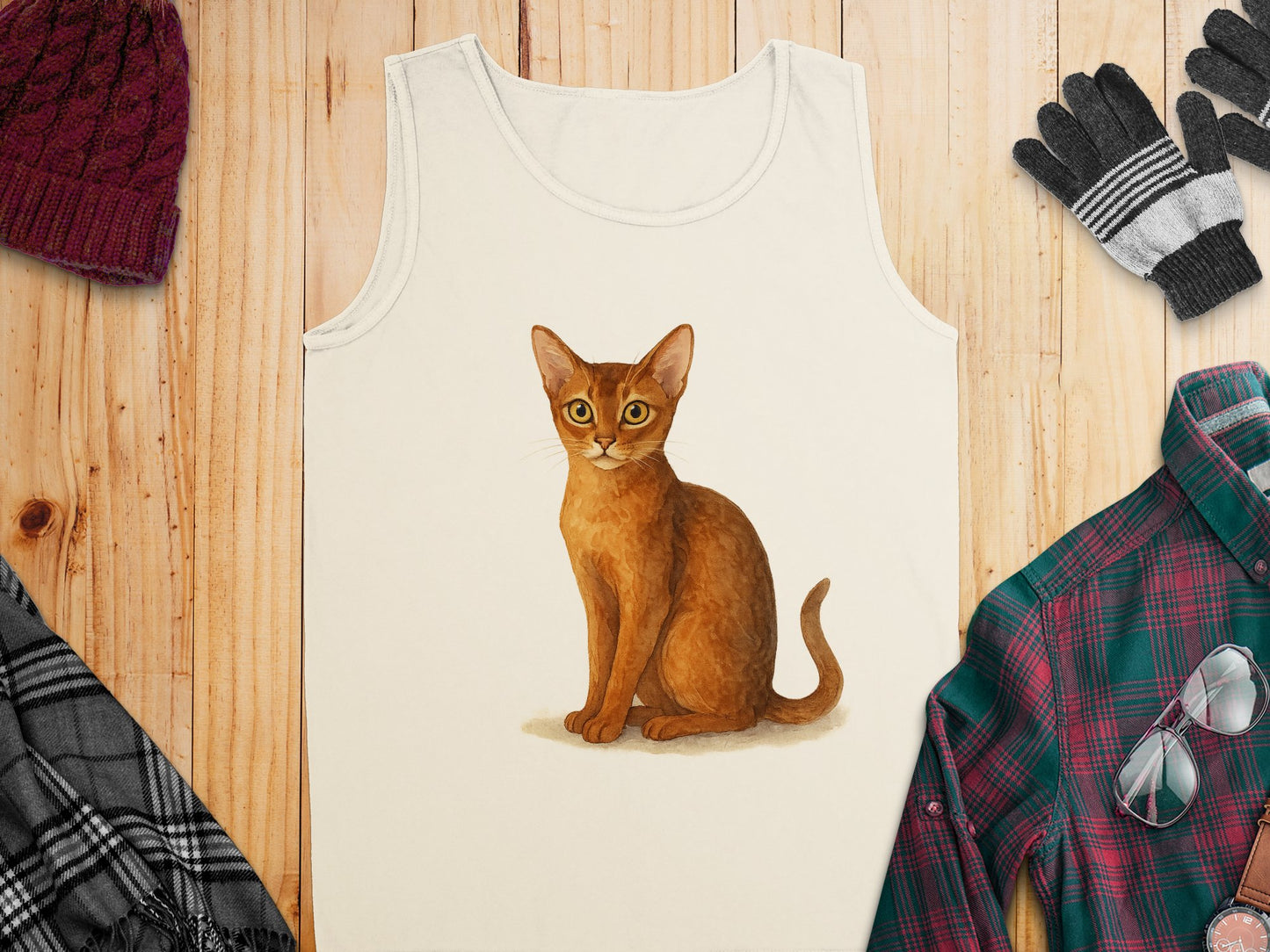 Cute Illustrated Cat Design Sleeveless Shirt product type