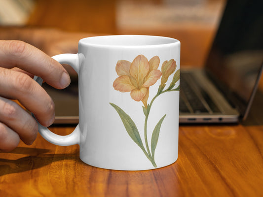 Flower Print White Mug Unique Design Coffee Product