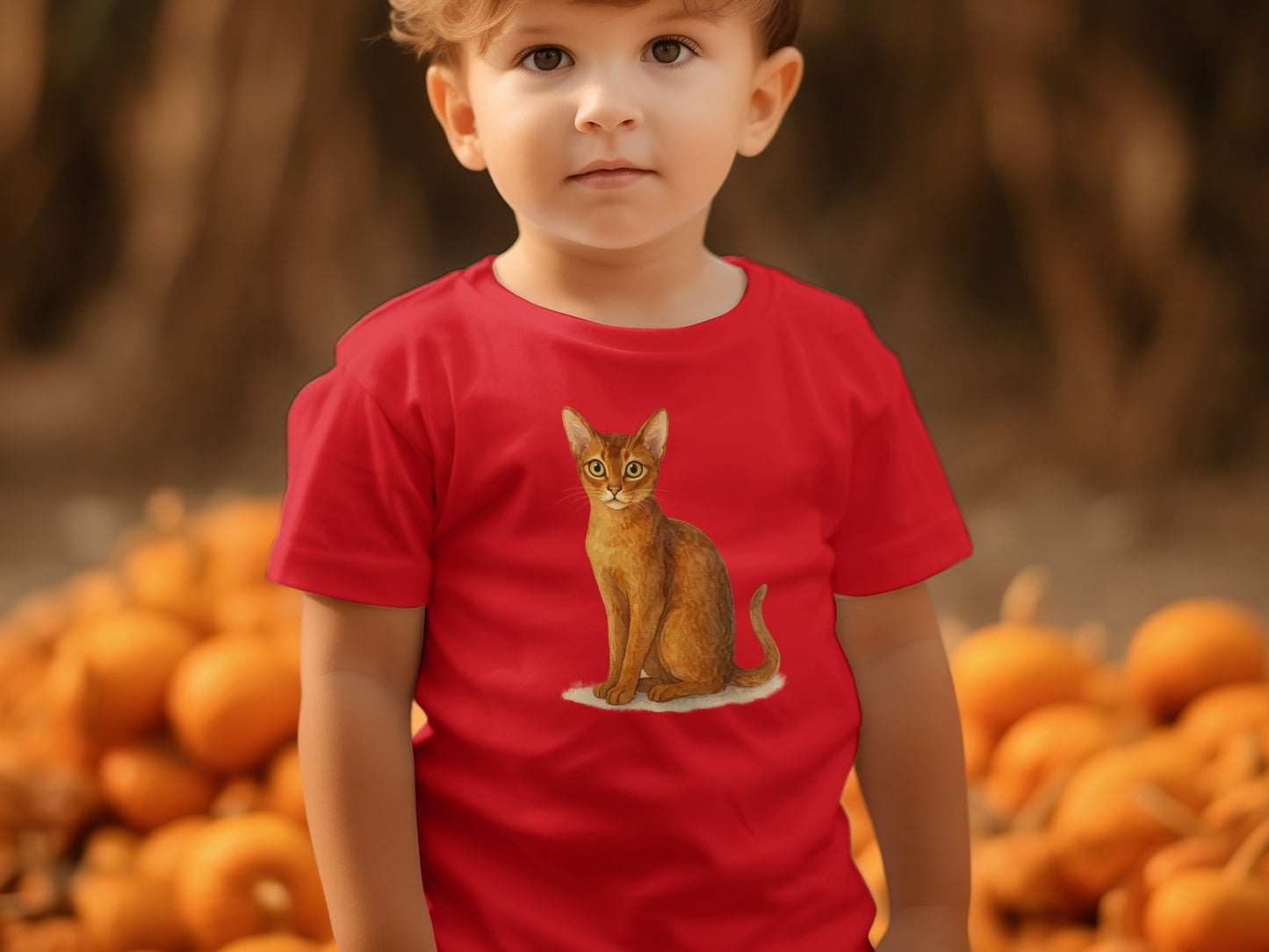 Cute Cat Print Design Red Kids T-Shirt product type