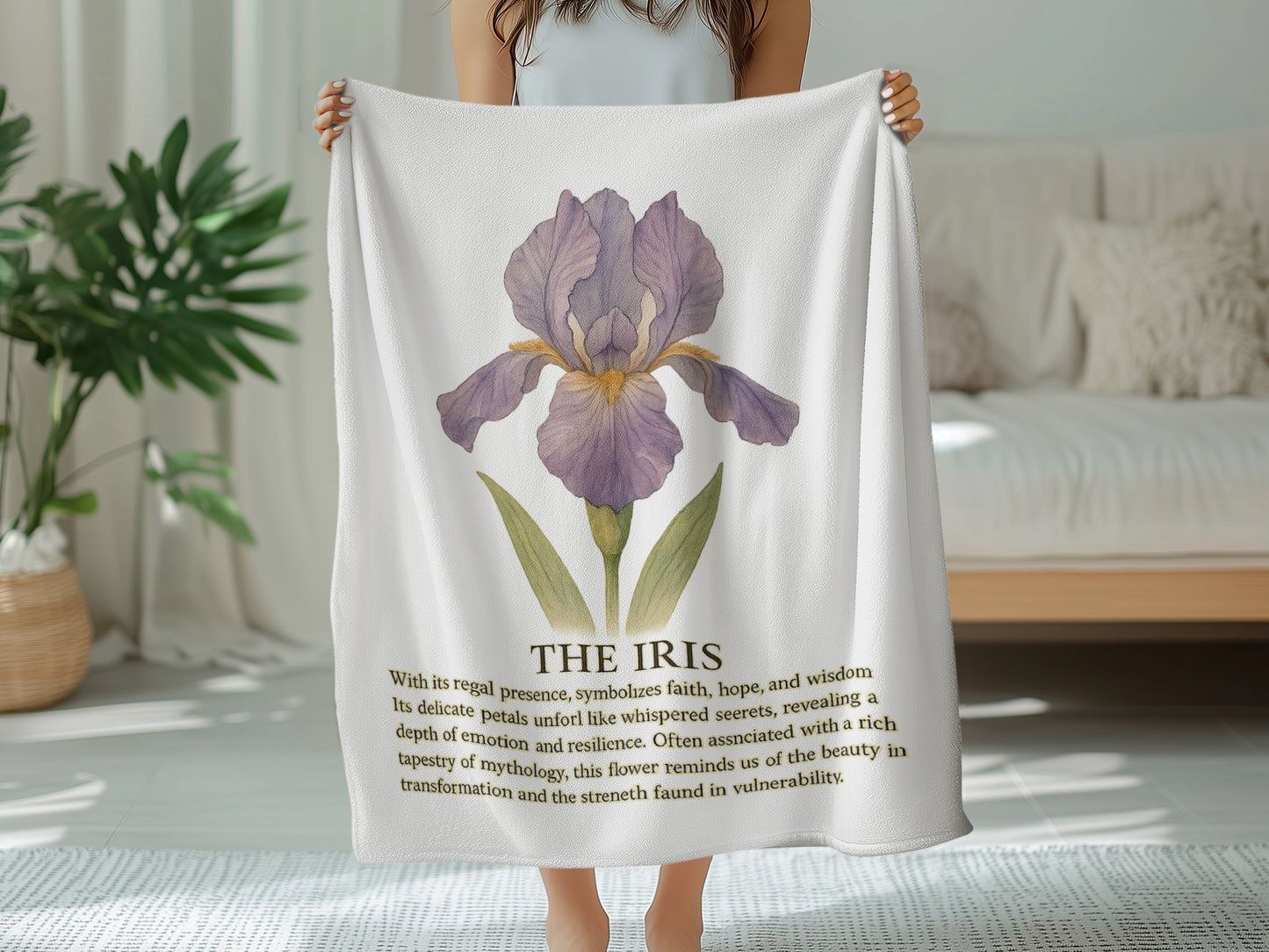 Iris Flower Inspiring Quote Throw Blanket product type