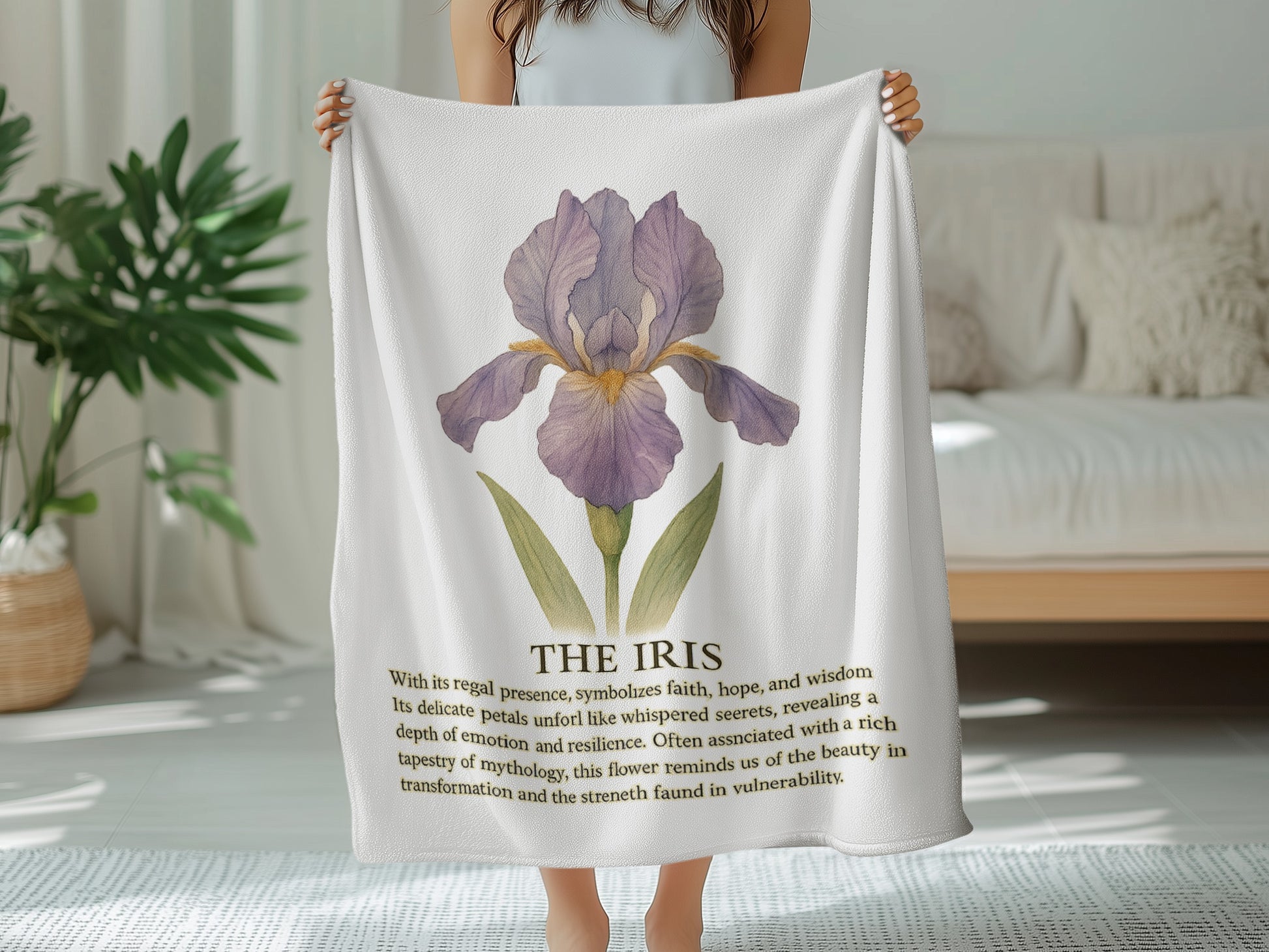 Iris Flower Inspiring Quote Throw Blanket product type