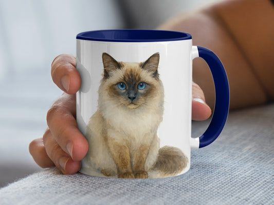 Blue Eyed Cat Design Mug for Cat Lovers Gift Product