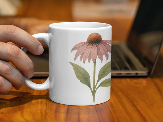 Elegant Botanical Print White Ceramic Mug product
