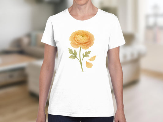 Yellow Flower Graphic Design on White Tee product