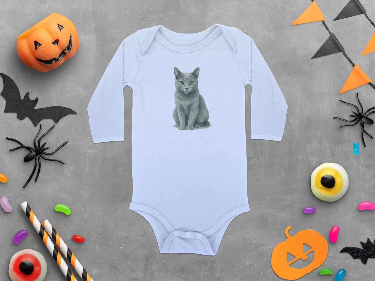Cute Cat Print Halloween Long Sleeve Onesie product