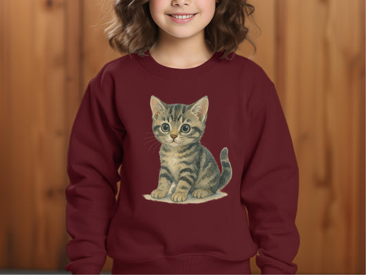 Adorable Kitten Print on a Kids Sweatshirt product type