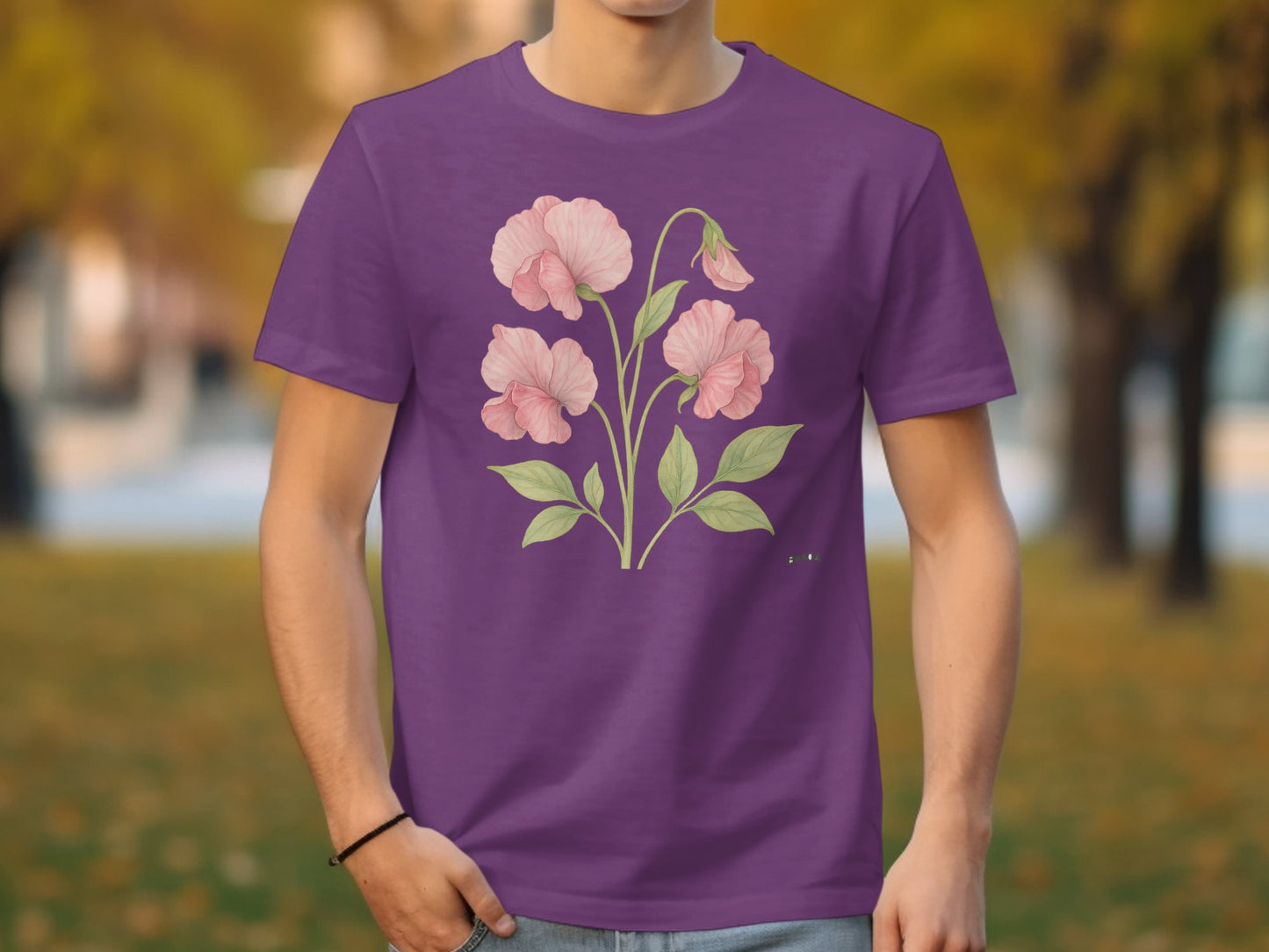 Purple Tee with Pink Floral Design T-shirt product