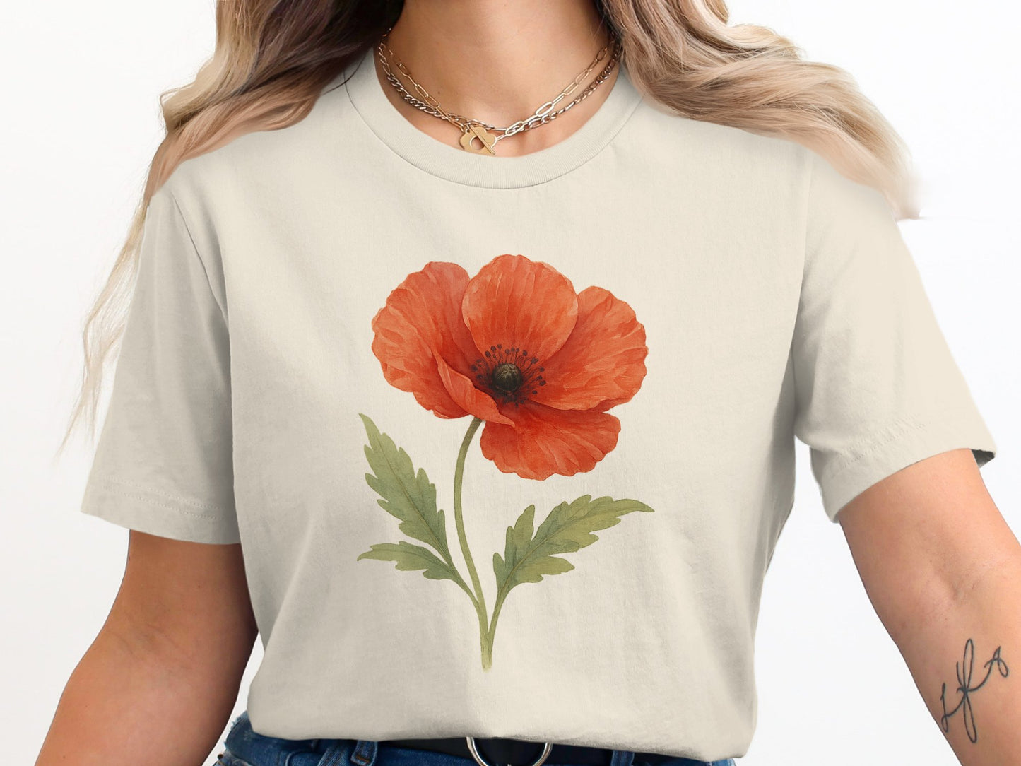 Red Poppy Blossom T-Shirt Casual Fashion Product