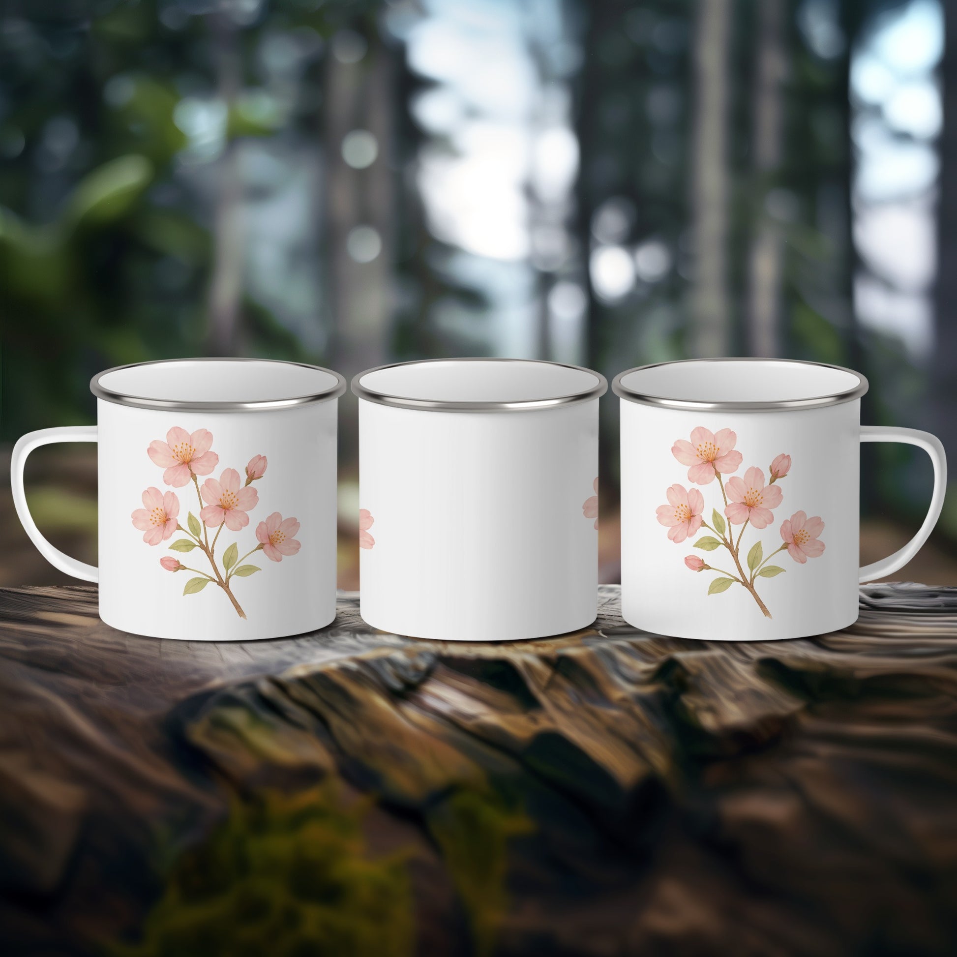 Beautiful Floral Print Coffee Mug Enamel Camping Product